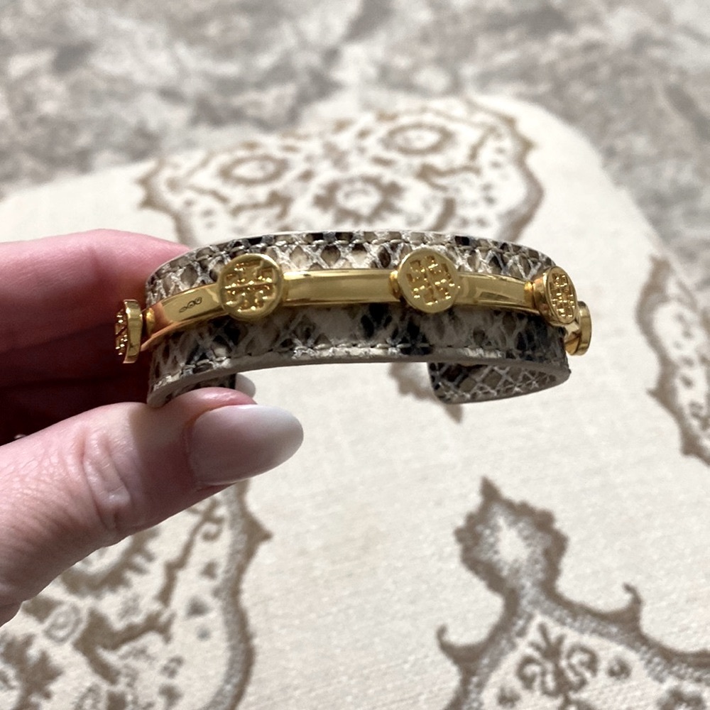 Tory Burch animal print cuff with gold detailing